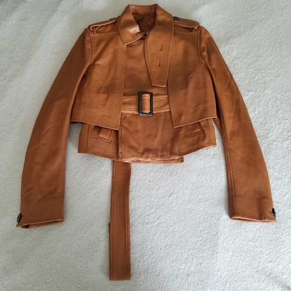 SOLD ⭐2XHOST PICK⭐ RICK OWENS Rust Cropped Lambskin Leather Jacket - Picture 8 of 16